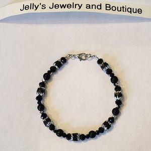 Jelly's Jewelry and Boutique Handcrafted, NWT, Black/Silver Bead, Clasp Bracelet